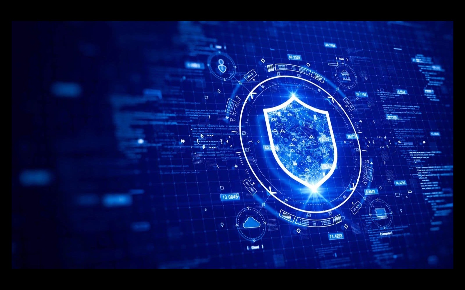 Cybersecurity shield concept illustration